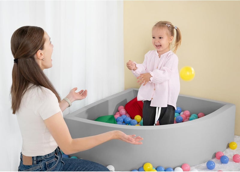 UHAPPYEE Ball Pit Grey,Sector Foam Ball Pits for Toddlers,Ball Pit Pool Playpen Foldable & Portable Soft Ball Pool 35.4”x 11.8” - Image 3